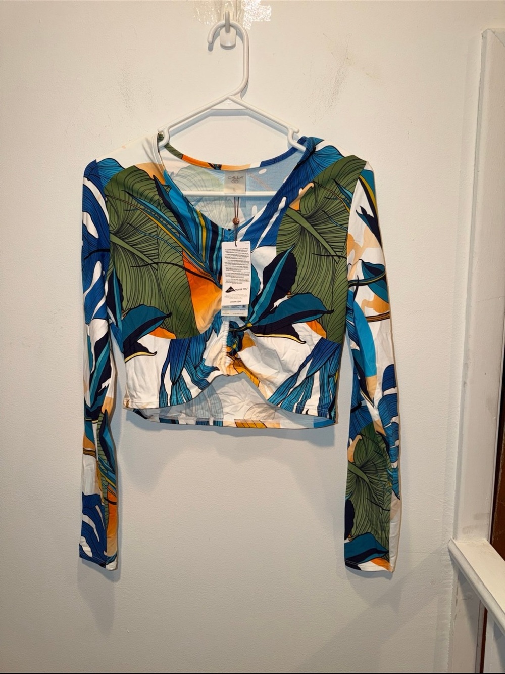 CALIA Women’s Long Sleeve Ruched Swim Rashguard. Womens Size Large (NWTS)